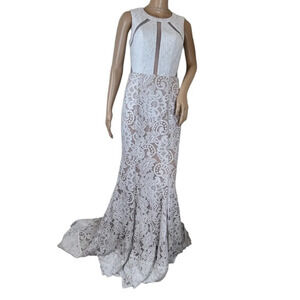 Yumi Kim Floral Lace Mesh Panel Wedding Dress